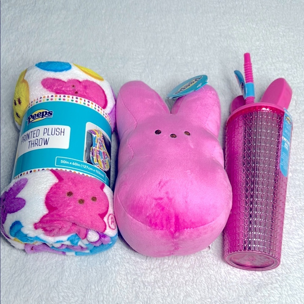 Peeps Plush Throw and Pink Bunny Set